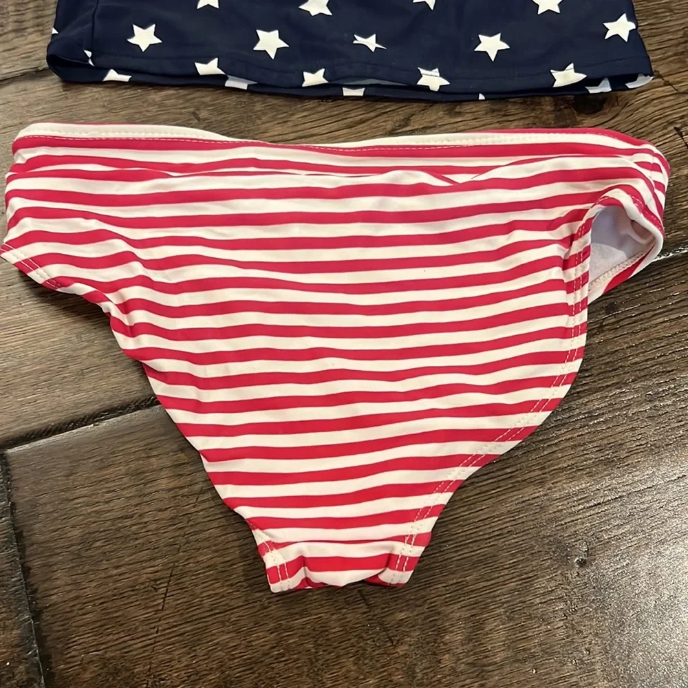 Children’s Place Girls Swimsuit American USA patriotic red white blue 7 8 - Picture 4 of 7